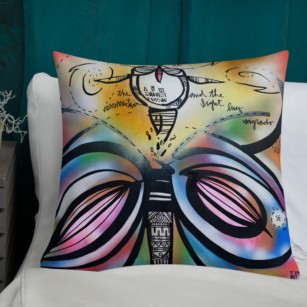 The Resurrection & The Light – Lebo Premium Throw Pillow